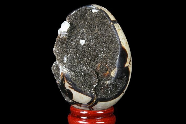 Septarian Dragon Egg Geode - Black Crystals #83190